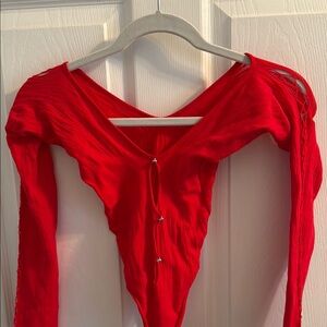 White Fox Poster Girl Body Suit Top Red